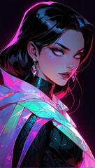 Naklejka premium 怪しい女性イラスト,Generative AI AI画像