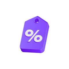 Percent tag 3d icon blue color