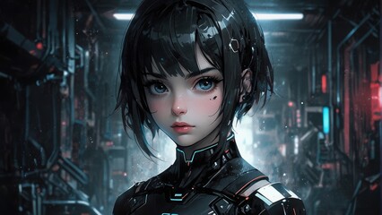SF風の女の子キャラクター,Generative AI AI画像