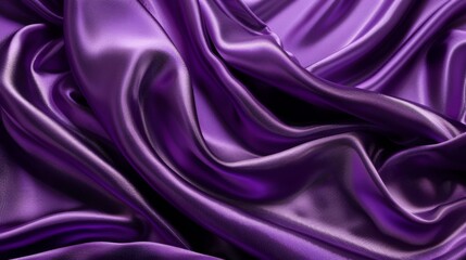 Fototapeta premium Rippled purple satin fabric adorned with luxurious shiny swirls. Textured element backdrop background concept