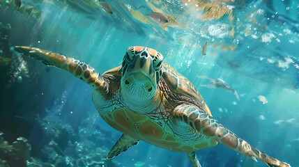 Fototapeta premium Sea Turtle in the Ocean Aspect 16:9 Turtle 