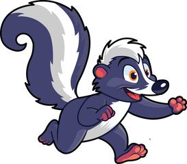 Happy Skunk Running Cartoon Mascot