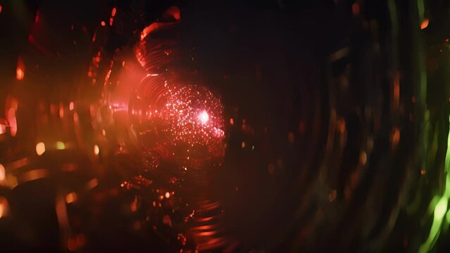 Contrasting shades of red and green illustrate the attractive and repulsive forces of the strong color charge between quarks.