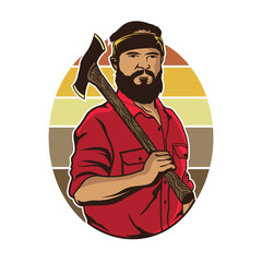 Lumberjack vector illustration, perfect for woodwork company logo design