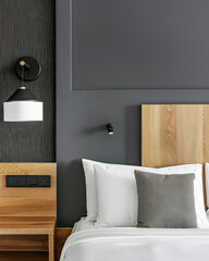 Minimalist motel room interiors with stylish details.