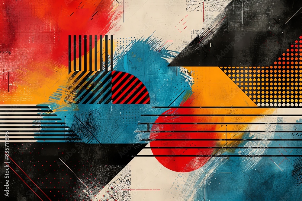 Aufkleber abstract artistic background featuring geometric patterns and a bold color palette, creating a dynam