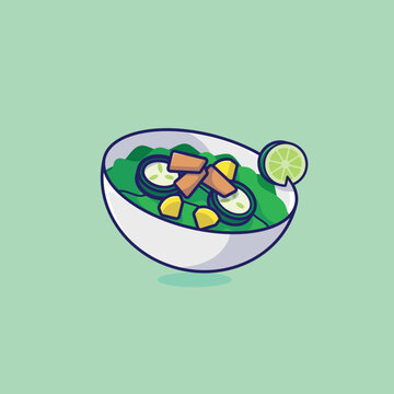 salad bowl green vegetables lime cartoon clip art preview