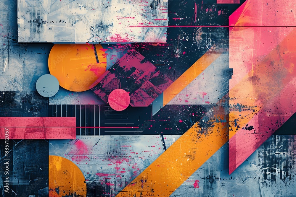 Aufkleber abstract artistic background featuring geometric patterns and a bold color palette, creating a dynam