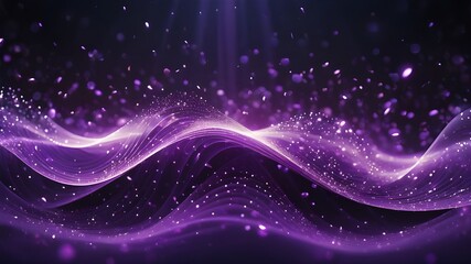 Obraz premium Digital purple particles wave and light abstract background with shining dots stars