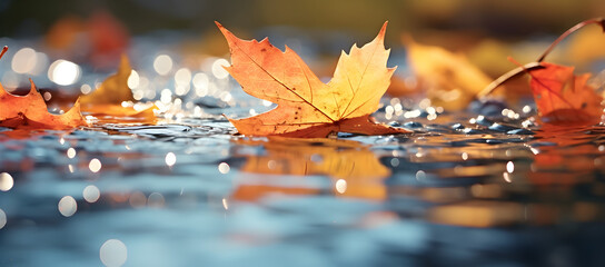 Autumn leaves with bright colors, Thanksgiving theme.