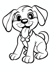 Canine Fun: Simple Puppy Coloring Page - Dog illustration - Coloring Pages for All Ages  - Line Art - Easy Coloring Pages - Black and white - Simple Patterns- Printable pages 