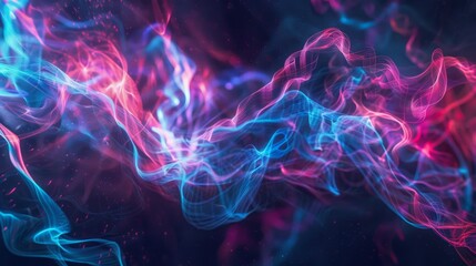 Obraz premium Twisting neon fibers emitting radiant light