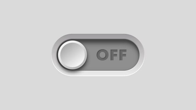 Toggle button On Off. Alpha channel, transparent background. 4K resolution
