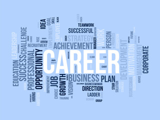 Obraz premium Career word cloud template. Success work concept vector tagcloud background.