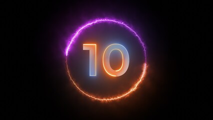 A Glowing Countdown to Ten With Electric Purple and Orange Hues.