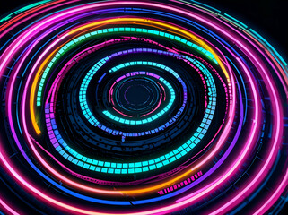 abstract neon mosaic circle beauty pattern