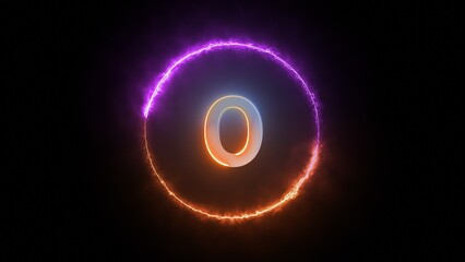 A Glowing Letter O Encircled By Vivid Neon Light Against a Black Background.