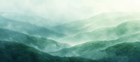 Fototapeta premium Misty mountain terrain valley landscape. Generative AI technology. 