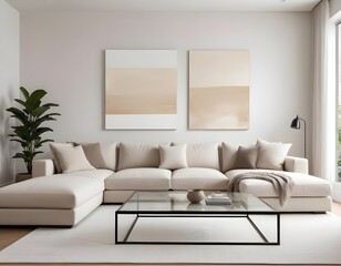 Frame mockup, ISO A paper size. Living room poster mockup. Modern interior design. Living room Interior mockup with house background. 3D render