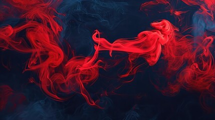 Bold red smoke dynamically swirls through navy blue, emphasizing vibrancy.