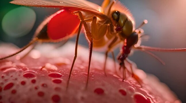 Female Mosquito Engaged in Bloodsucking Reveals the Intricacies of Disease Transmission