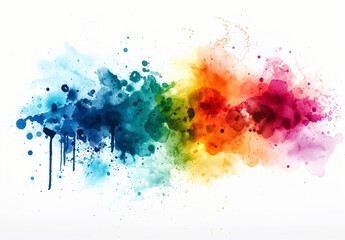 Fototapeta premium abstract colorful background, abstract watercolor splashes on white background, rainbow color Watercolor splash paint background, on white background, rainbow colors splash colorful 