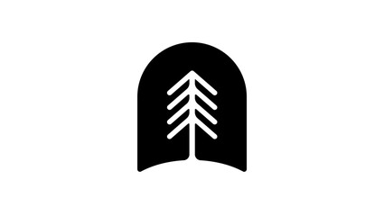 pine tree logo, black isolate silhouette