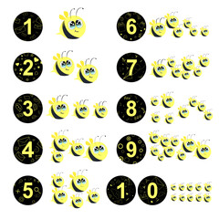 alphabet numbers 123456789, Bee, patterns kids
