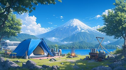 富士山の見えるキャンプ場の風景13