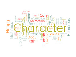 Fototapeta premium Character word cloud template. Illustration avatar concept vector tagcloud background.