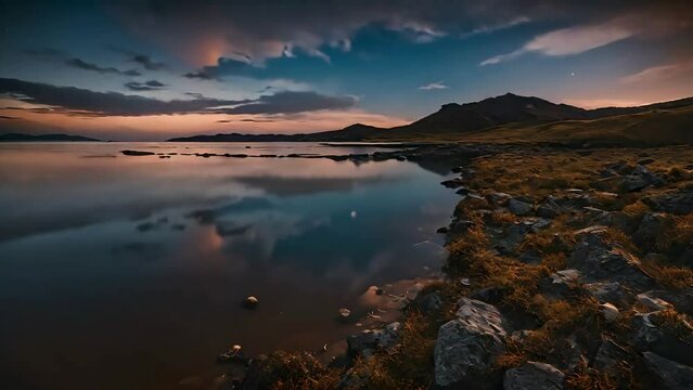 beautiful night ambient, night ambient, revier view, night ambient, calming ambeint, calming nature, relaxing nature, 4k videos, seamless looping