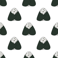 Seamless pattern with onigiri for decorative print, wrapping paper, menu, wallpaper and fabric