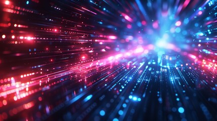 Fototapeta premium Futuristic technology background with blue and red light lines, cyberpunk feel