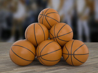 Basketball balls pyramid