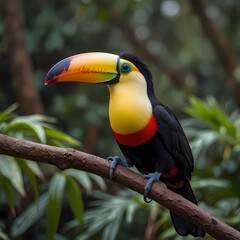 Fototapeta premium Exotic Toucan Bird in Natural Setting, Foz do Iguacu, Brazil. Exotic toucan bird in natural setting near Iguazu Falls, Foz do Iguacu, Brazil. 
