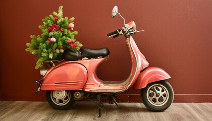 scooter with flowers ride, drive, speed, isolated, retro, vector, toy, road, old, wheel, cycle,...