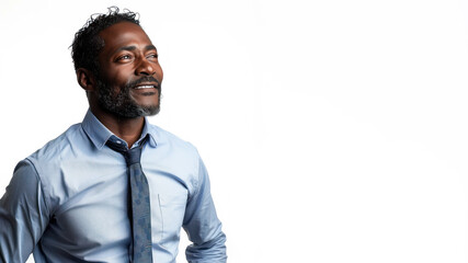 Side view portrait of senior african businessman looking at the future