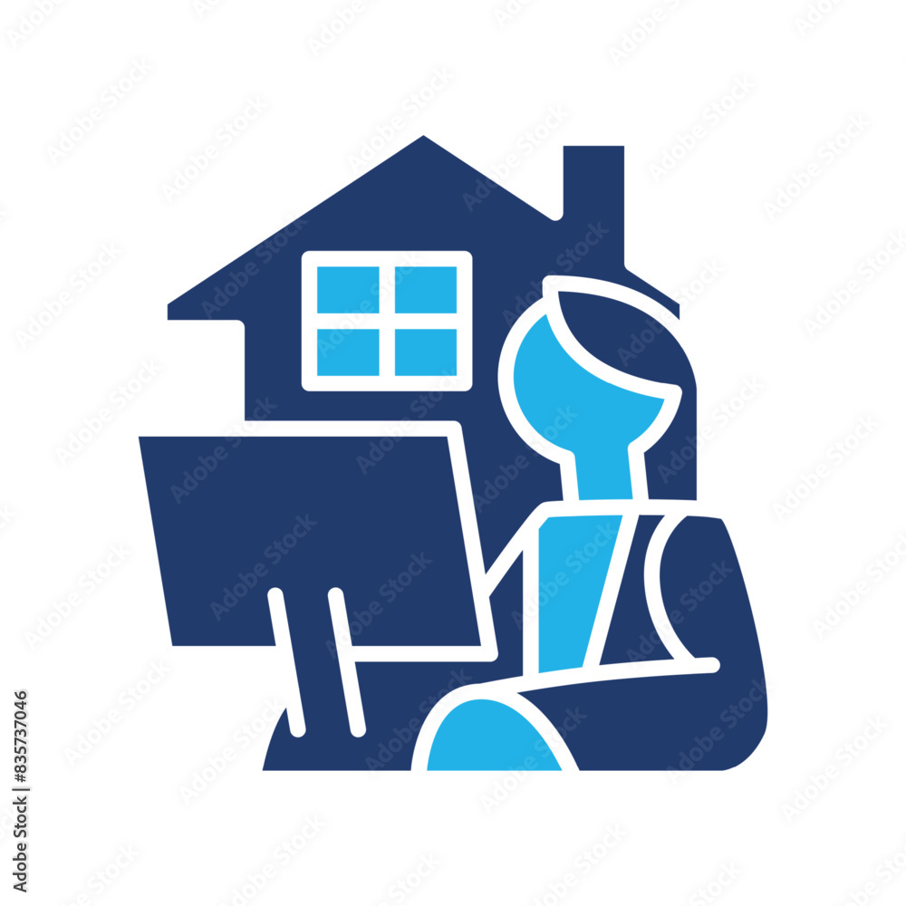 Poster work from home colored icon vector design good for website and mobile app