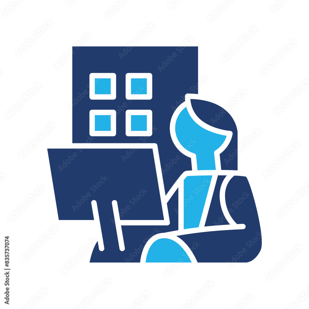 Poster work at office colored icon vector design good for website and mobile app