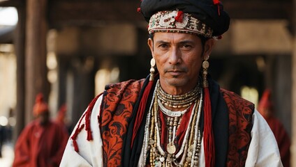 Fototapeta premium A man dressed in a traditional cultural outfit