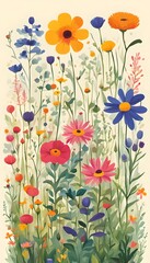 Colorful vibrant flower landscape