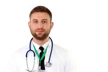 Doctor, White Background. Hospital or Clinic