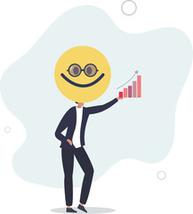achieving growth with a good mood. business success concept.flat vector illustration.