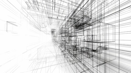 Wireframe drawing of an artistic concept, capturing structure and creativity