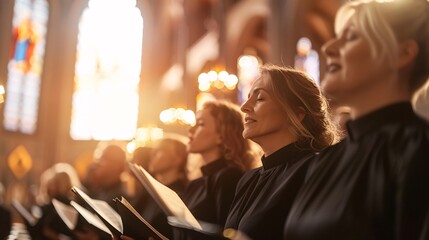 A choir singing in a church, embodying joy and praise