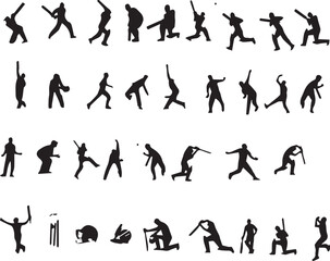collection of cricket position vector file 