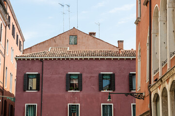 View to typical home facade with window in Venice