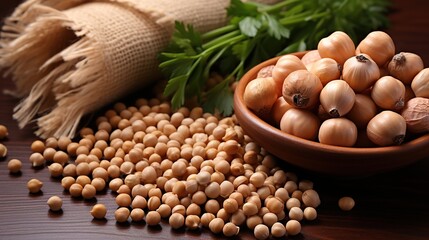 Naklejka premium hazelnuts in a basket