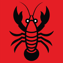 Solid color Crayfish animal vector design