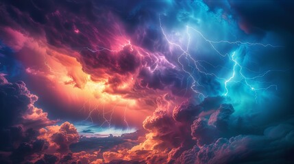 Vivid lightning strike against a backdrop of dark storm clouds